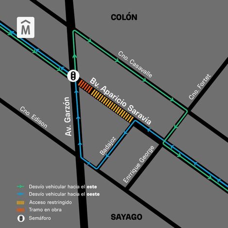 mapa de calles cortadas colon