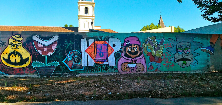 Muros que hablan 03 - Personajes de video juegos y series animadas, versionados sobre los Muros traseros del Colegio Pío