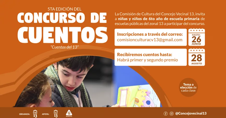 Concurso Cuentos del 13 para niños y niñas de Educación Primaria de escuelas públicas del Zonal 13